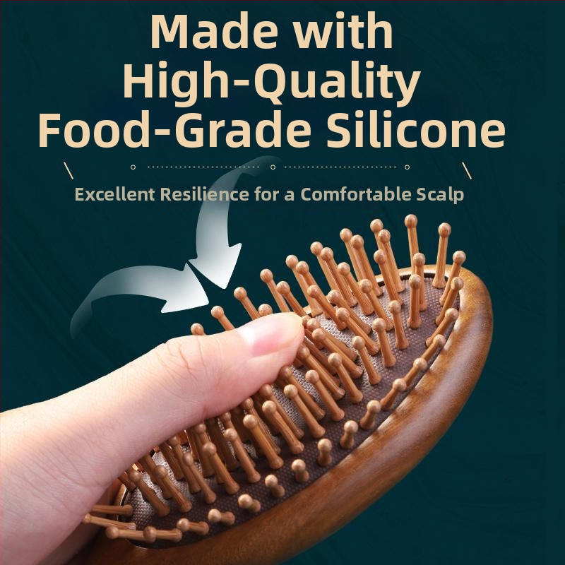 Masážna kefka zo santalového dreva so vzduchovým vankúšom a masážnou hlavou pre starostlivosť o meridiány, pre dlhé vlasy