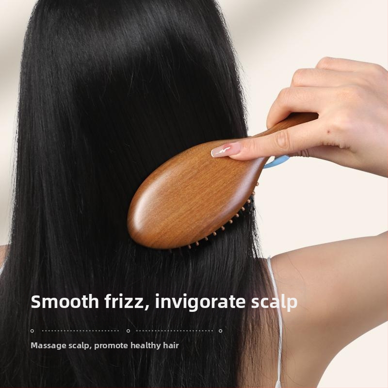 Masážna kefka zo santalového dreva so vzduchovým vankúšom a masážnou hlavou pre starostlivosť o meridiány, pre dlhé vlasy