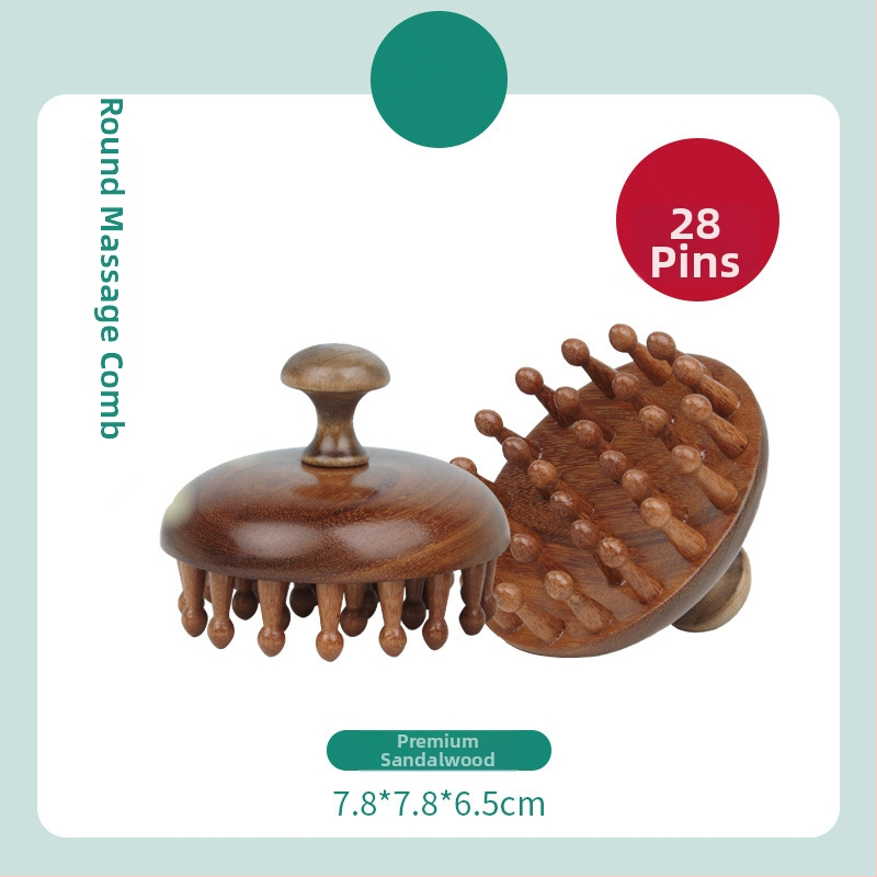 Masážna kefka zo santalového dreva so vzduchovým vankúšom a masážnou hlavou pre starostlivosť o meridiány, pre dlhé vlasy