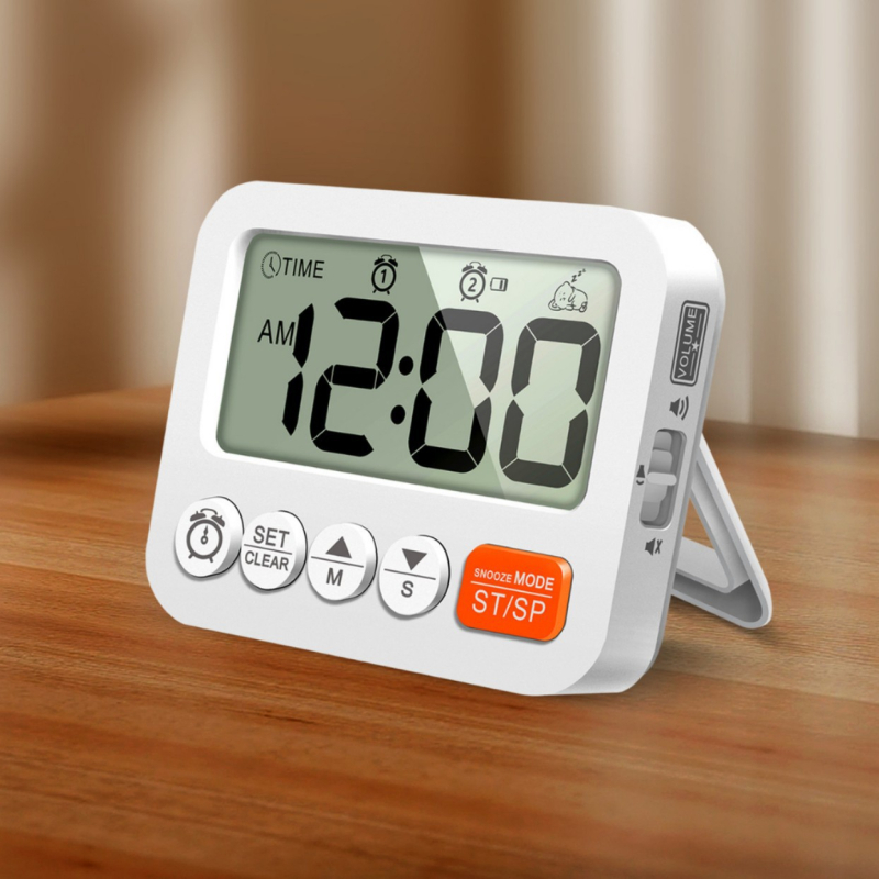 LCD цифров будилник-таймер с аларма, електронно движение, LCD дисплей, цифрово показване, захранване с сухи батерии