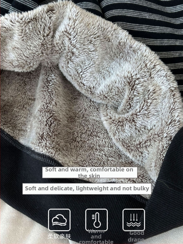 Γυναικείο φούτερ σε στυλ Κορέας με ρίγες, φλις επένδυση, στρογγυλός λαιμός, μακριά Raglan μανίκια, χαλαρή γραμμή, ύφασμα βαμβάκι-πολυεστέρας 70–80% βαμβάκι, χειμώνας 2025.