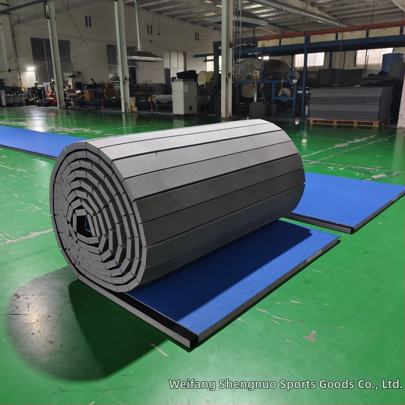 Viacúčelový ochranný matrac pre tanec, jógu a bojové umenia; materiál: pena; univerzálna použiteľnosť; číslo produktu: New Roll Mat 2; vhodné pre fitness a formovanie tela, tanečné športy