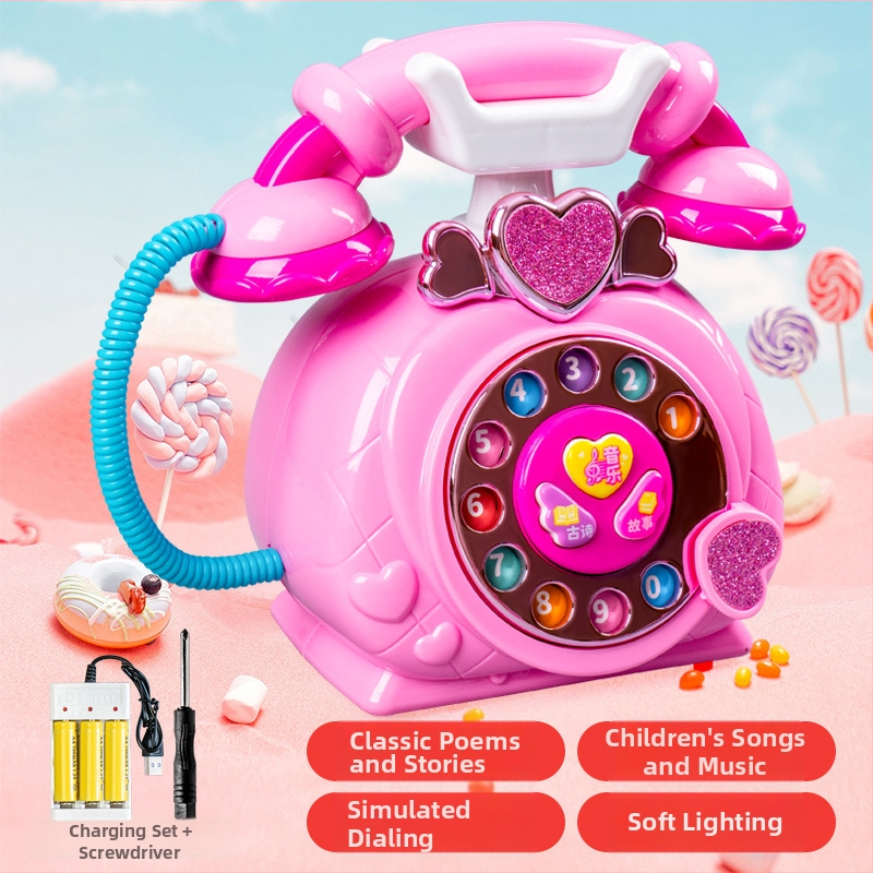 Koraszinti oktató telefon zenével és mesékkel, akkumulátoros műanyag játék, fejleszti a kéz koordinációját