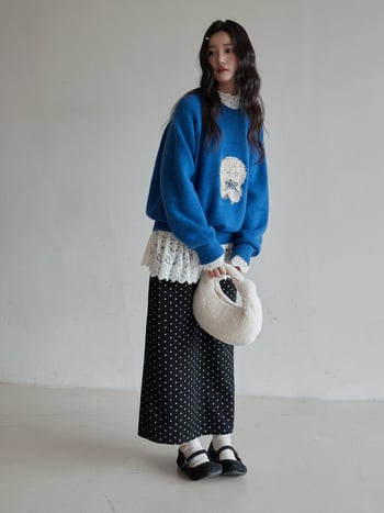 Γυναικείος πλεκτός πουλόβερ με ψηλό λαιμό, νάιλον, μοτίβο αστικό τοπίο, μακριά μανίκια, μεσαίο μήκος, χειμώνας 2025