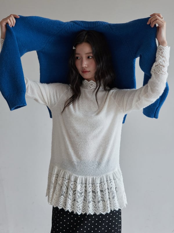 Γυναικείος πλεκτός πουλόβερ με ψηλό λαιμό, νάιλον, μοτίβο αστικό τοπίο, μακριά μανίκια, μεσαίο μήκος, χειμώνας 2025