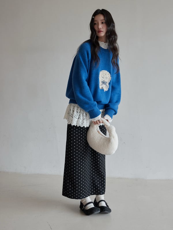 Γυναικείος πλεκτός πουλόβερ με ψηλό λαιμό, νάιλον, μοτίβο αστικό τοπίο, μακριά μανίκια, μεσαίο μήκος, χειμώνας 2025