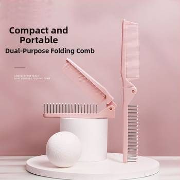 Skladaný jemnozubý hrebeň na vlasy z živice, kompaktný a prenosný na cestovanie