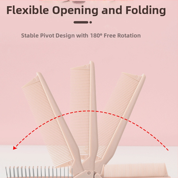 Skladaný jemnozubý hrebeň na vlasy z živice, kompaktný a prenosný na cestovanie