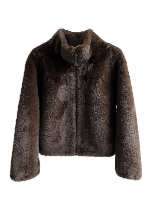 Γυναικείο παλτό από τεχνητή γούνα μίνκ, κορεατικού στυλ, με σταθερή γιακά, πολυεστέρας, χειμώνας 2025