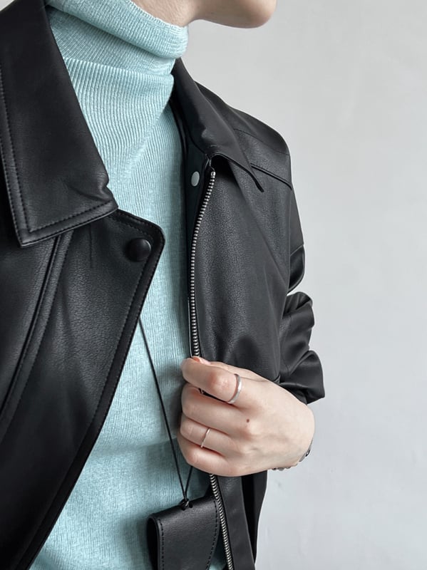 Γυναικείο PU δερμάτινο τζάκετ σε στυλ Χονγκ Κονγκ, άνετη γραμμή, φερμουάρ