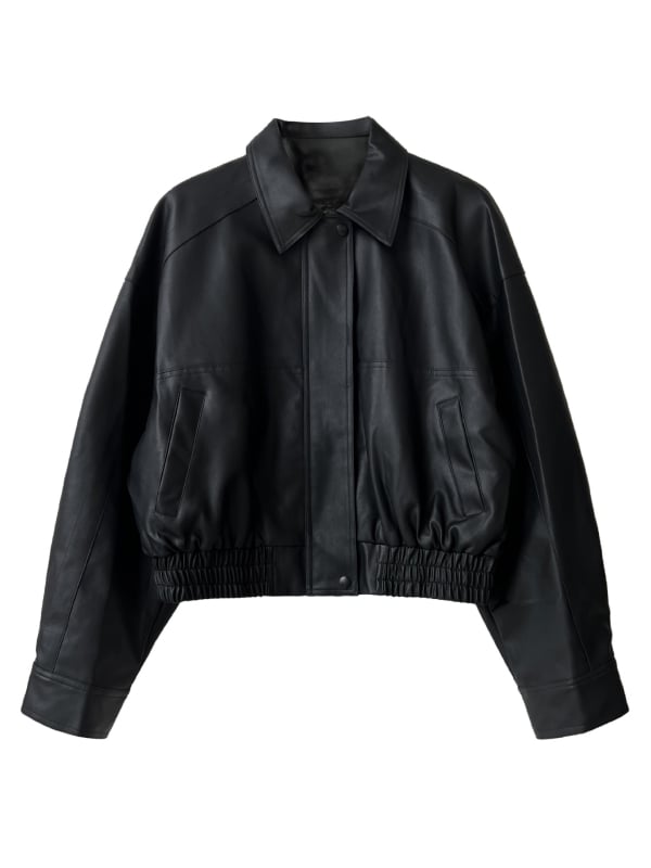 Γυναικείο PU δερμάτινο τζάκετ σε στυλ Χονγκ Κονγκ, άνετη γραμμή, φερμουάρ