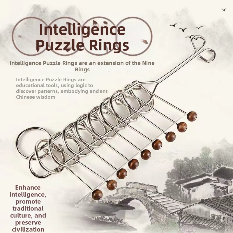 Kongming Lock – puzzle s devet prstenova, 1 set, za uzrast 14+, Yihaoya brend