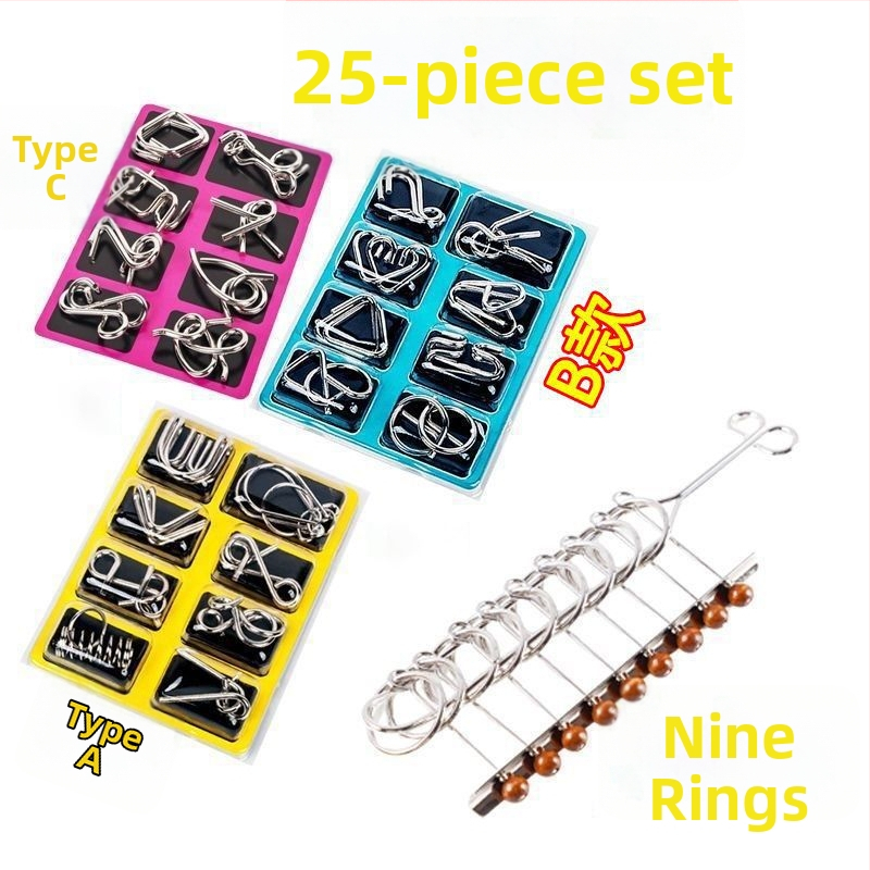 Kongming Lock – puzzle s devet prstenova, 1 set, za uzrast 14+, Yihaoya brend