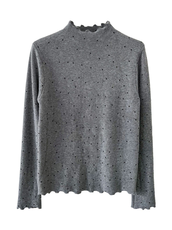 Πλεκτό πουλόβερ σε κορεατικό στυλ με σταθερό γιακά και μοτίβο με πουά, στενή γραμμή, κουκούλα, χειμώνας 2025