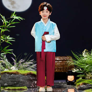 Dječji Hanbok plesni kostim – unisex, etnički stil, proljeće 2025; tkanina: Spandex; glavni materijal: akrilna vlakna 80%; na skladištu; za djecu 8+ godina