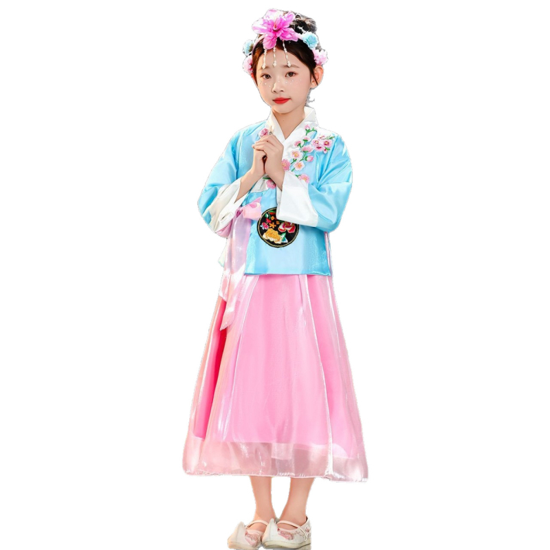 Dječji Hanbok plesni kostim – unisex, etnički stil, proljeće 2025; tkanina: Spandex; glavni materijal: akrilna vlakna 80%; na skladištu; za djecu 8+ godina