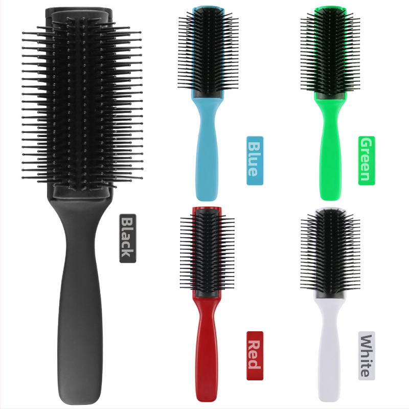 Hrebeň na styling vlasov pre kučeravé vlasy, deväťradový, ABS plast, antistatický, masáž