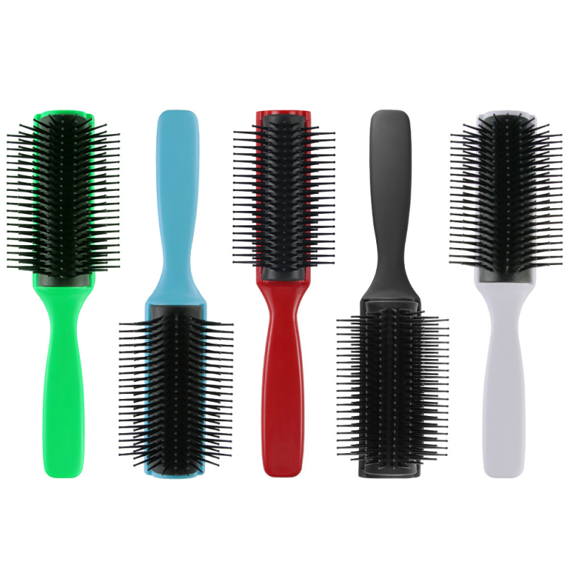 Hajformázó fésű göndör hajra, kilencsoros, ABS műanyag, antistatikus, masszázs