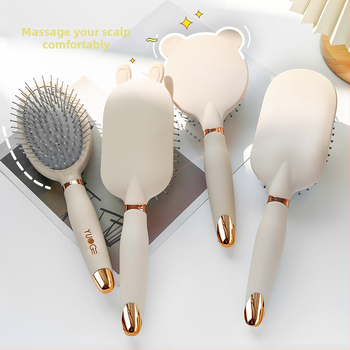 Dámsky hrebeň s vzduchovou vankúšou na masáž pokožky hlavy, kruhový tvar, veľký plochý hrebeň na dlhé vlasy a kučeravé vlasy