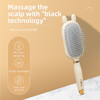 Dámsky hrebeň s vzduchovou vankúšou na masáž pokožky hlavy, kruhový tvar, veľký plochý hrebeň na dlhé vlasy a kučeravé vlasy