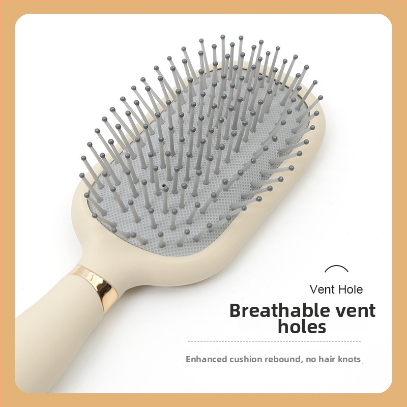 Dámsky hrebeň s vzduchovou vankúšou na masáž pokožky hlavy, kruhový tvar, veľký plochý hrebeň na dlhé vlasy a kučeravé vlasy