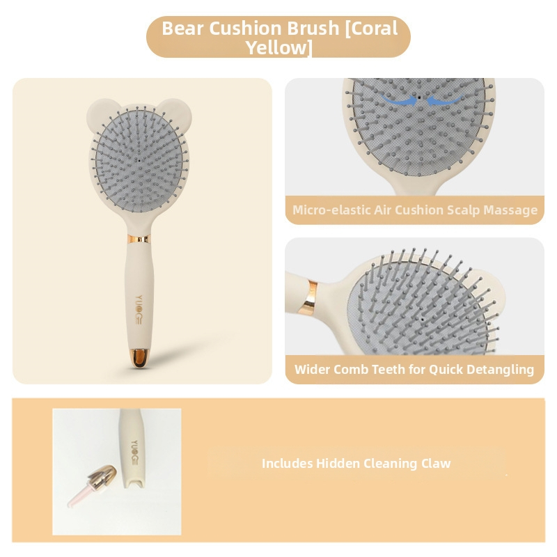 Dámsky hrebeň s vzduchovou vankúšou na masáž pokožky hlavy, kruhový tvar, veľký plochý hrebeň na dlhé vlasy a kučeravé vlasy