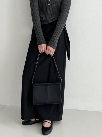 Aunt Luxi Suknja ravnog kroja s visokim pojasom i remenom, duga, jednobojna pamuk-sintetska mješavina, 80-90% poliester, jesen 2025