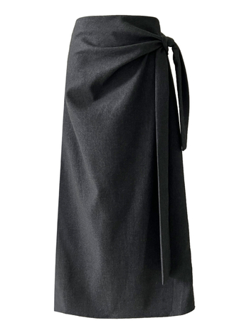 Aunt Luxi Suknja ravnog kroja s visokim pojasom i remenom, duga, jednobojna pamuk-sintetska mješavina, 80-90% poliester, jesen 2025