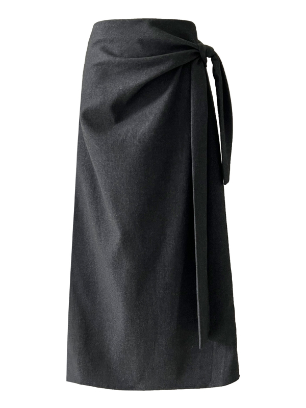 Aunt Luxi Suknja ravnog kroja s visokim pojasom i remenom, duga, jednobojna pamuk-sintetska mješavina, 80-90% poliester, jesen 2025