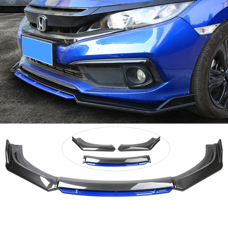 Prednji lip spojler za Honda Civic X generacije – karbonski uzorak, brend Huan Ni, zaštita kutova od sudara