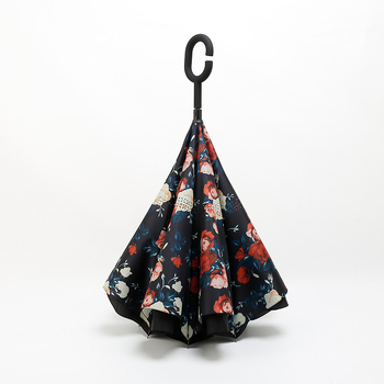 Reklám visszafelé hajtogatható esernyő, kétszintes, 8 borda, poliészter 190T, kézi nyitás, logó nyomtatás