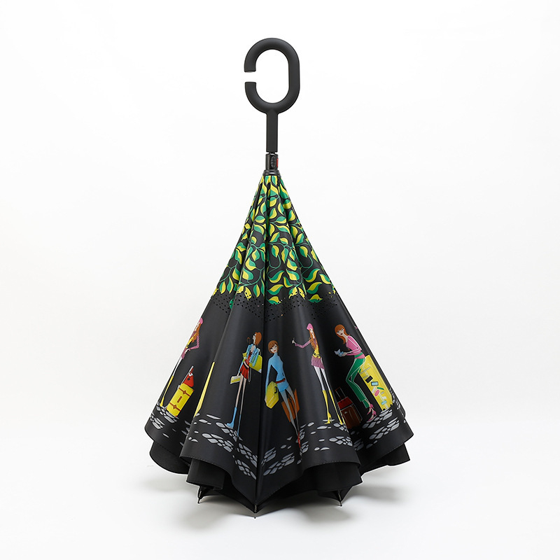 Reklám visszafelé hajtogatható esernyő, kétszintes, 8 borda, poliészter 190T, kézi nyitás, logó nyomtatás