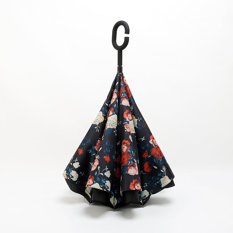 Reklám visszafelé hajtogatható esernyő, kétszintes, 8 borda, poliészter 190T, kézi nyitás, logó nyomtatás