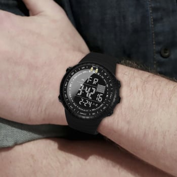 SYNOKE férfi digitális kültéri óra világító kijelzővel, 50m vízállóság, elektronikus szerkezet, kör alakú műanyag tokkal