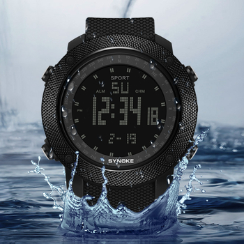 SYNOKE digitalni sportski sat za muškarce – vojni stil, 40 mm brojčanik, elektronički pokret S0018, vodootporan do 50 m, luminescencijski prikaz