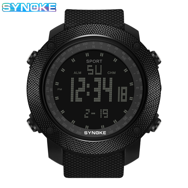 SYNOKE digitalni sportski sat za muškarce – vojni stil, 40 mm brojčanik, elektronički pokret S0018, vodootporan do 50 m, luminescencijski prikaz