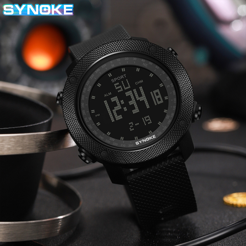SYNOKE digitalni sportski sat za muškarce – vojni stil, 40 mm brojčanik, elektronički pokret S0018, vodootporan do 50 m, luminescencijski prikaz