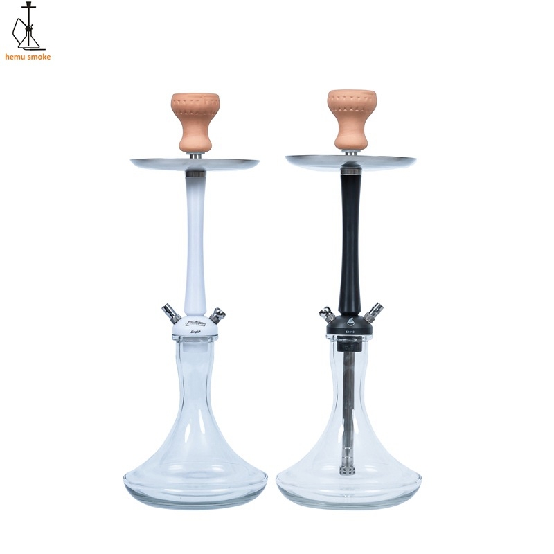 Hookah kiegészítő rozsdamentes acélból, egycsöves rendszer, szilikon tömlő és üvegtartály, a Hemu smoking accessories márkától