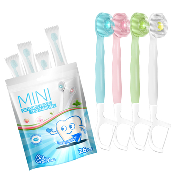 Зъбна четка с нано мъниста, преносима многофункционална с меки четинки, еднократна, пет в едно
