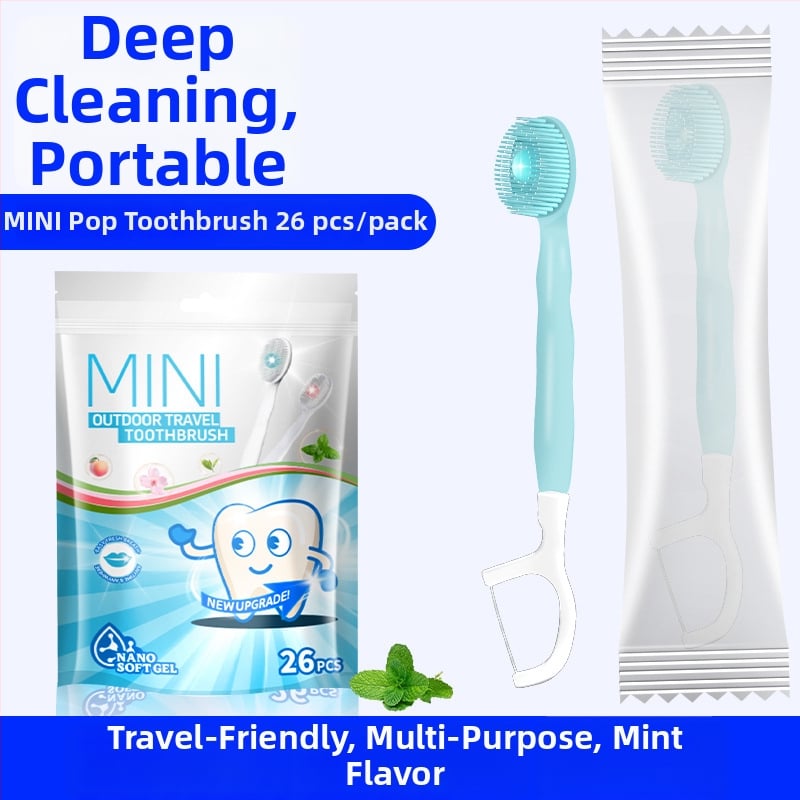 Зъбна четка с нано мъниста, преносима многофункционална с меки четинки, еднократна, пет в едно
