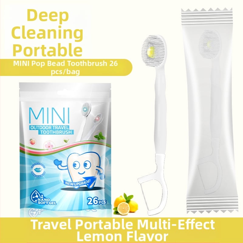 Зъбна четка с нано мъниста, преносима многофункционална с меки четинки, еднократна, пет в едно