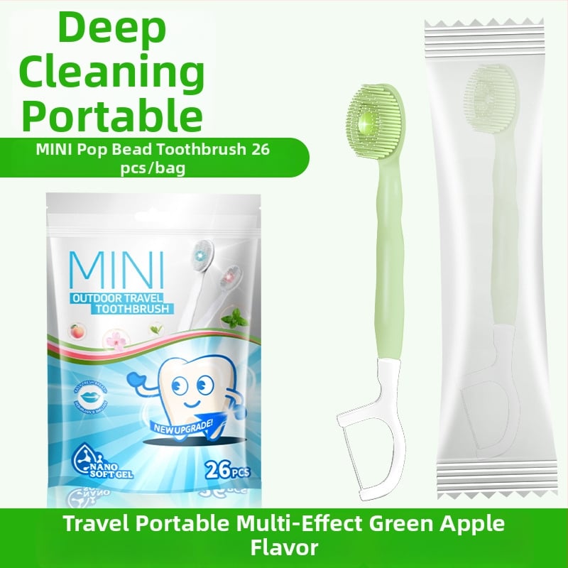 Зъбна четка с нано мъниста, преносима многофункционална с меки четинки, еднократна, пет в едно