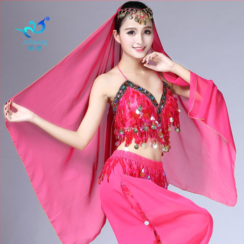 Šál na belly dance s visiacimi mincami zo šifónu, 100% polyester, na scénu