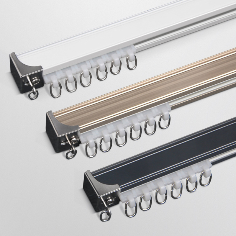 Függönycsínes sínrendszer - alumínium ötvözet, csendes működés, felületkezelés elektroforézissel, modern egyenes sín, alkalmas sarokablakokhoz és erkélyekhez