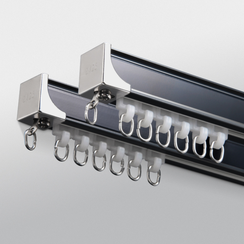 Függönycsínes sínrendszer - alumínium ötvözet, csendes működés, felületkezelés elektroforézissel, modern egyenes sín, alkalmas sarokablakokhoz és erkélyekhez