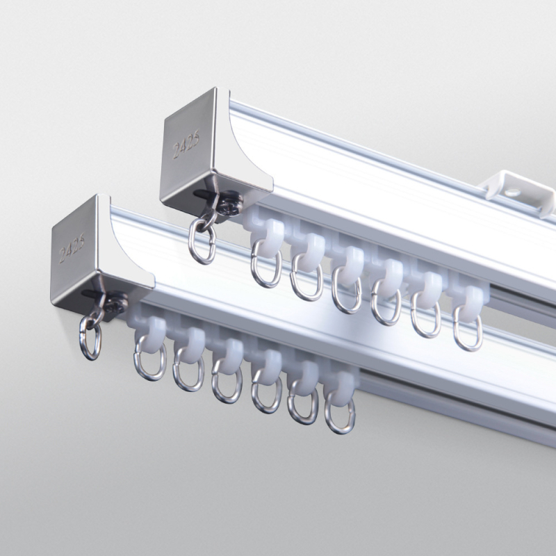 Függönycsínes sínrendszer - alumínium ötvözet, csendes működés, felületkezelés elektroforézissel, modern egyenes sín, alkalmas sarokablakokhoz és erkélyekhez
