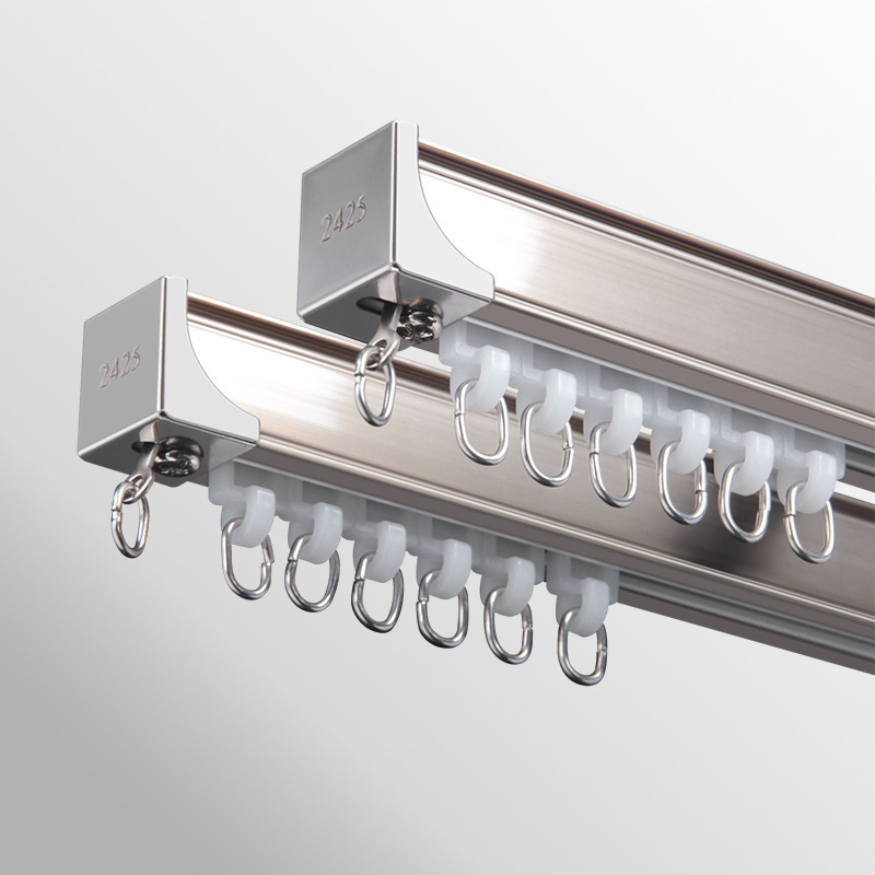 Függönycsínes sínrendszer - alumínium ötvözet, csendes működés, felületkezelés elektroforézissel, modern egyenes sín, alkalmas sarokablakokhoz és erkélyekhez