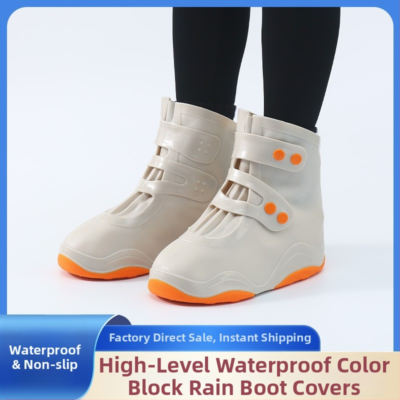 Nepremokavé návleky na topánky s hrubou dvojitou podrážkou — guma/TPU, odolné voči opotrebeniu, s tlačeným logom