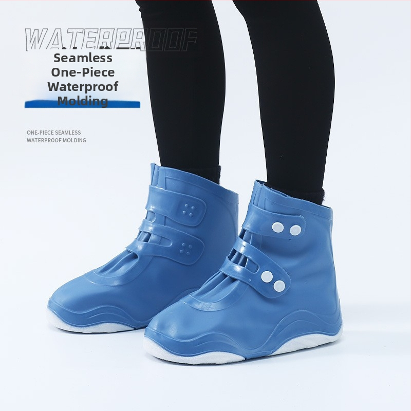 Nepremokavé návleky na topánky s hrubou dvojitou podrážkou — guma/TPU, odolné voči opotrebeniu, s tlačeným logom