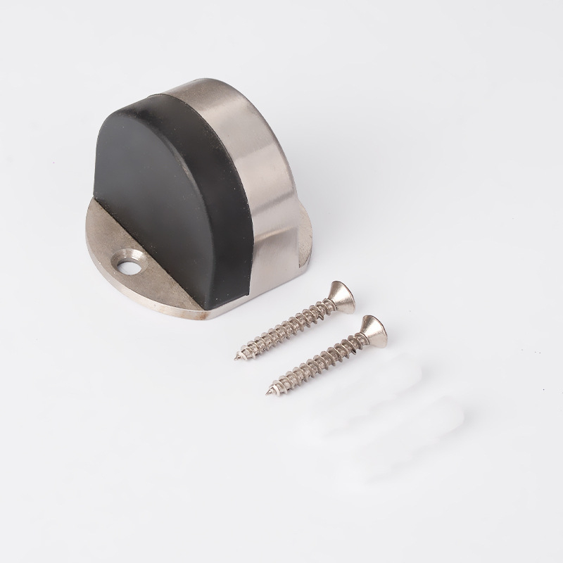 Ajtóstop fúrás nélküli, Turtle Top modell, rozsdamentes acél, polírozott felület, padlóra szerelhető, modern stílus